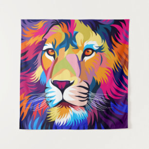 Tenture illustrations colorées, lion, design simple - vi