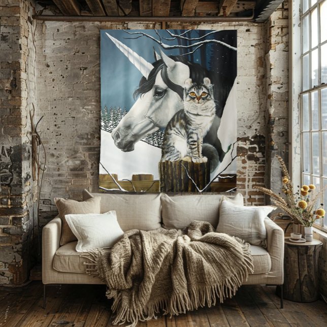 Tenture Imaginaire de chat de la licorne blanche (Créateur téléchargé)