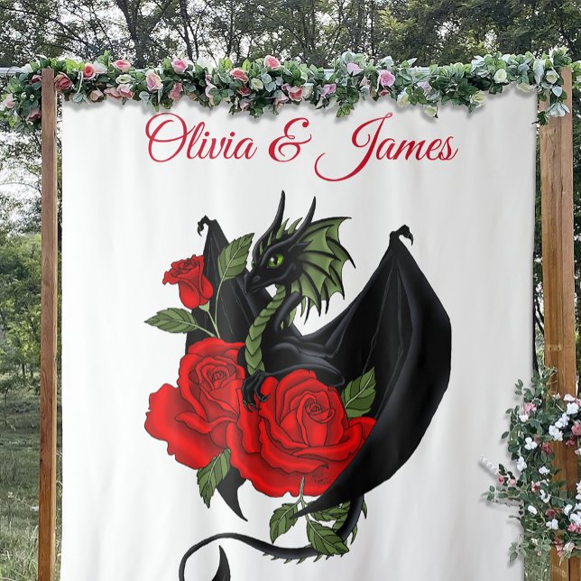 Tenture Imaginaire de Roses rouges Dragon Noir (Créateur téléchargé)