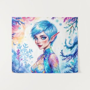 Tenture Imaginaire elfe de glace hiver magie snowflake art
