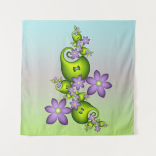 Tenture Imaginaire Floral Fleurs Lilac Formes vertes Fract