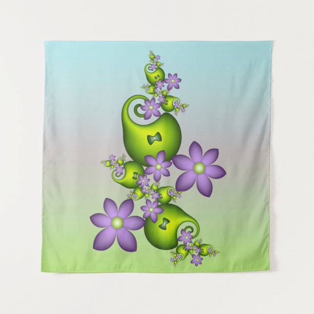 Tenture Imaginaire Floral Fleurs Lilac Formes vertes Fract (Devant)