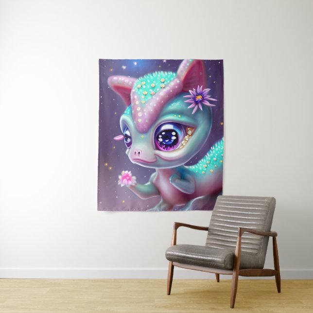 Tenture Imaginaire Kawaii adorable et mignon bébé dinosaur (En situation)