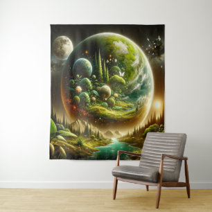 Tenture Imaginaire Magique Planète Avec Nature Céleste