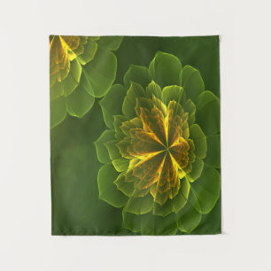 Tenture Imaginaire Vert Jaune Fleurs fractales