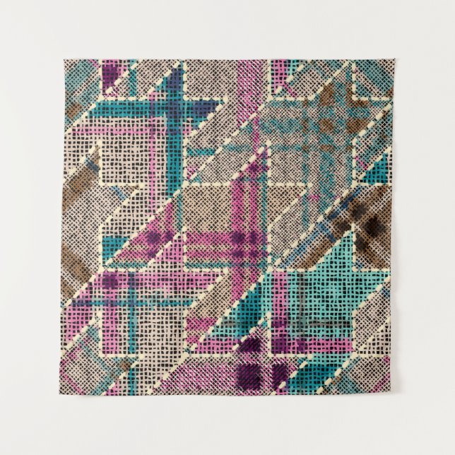 Tenture Imitation of indian patchwork pattern with texture (Devant)