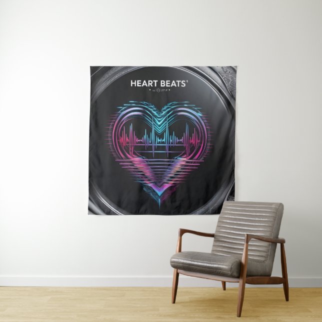 Tenture Impression d'art Heart Beats – Décoration murale L (En situation)