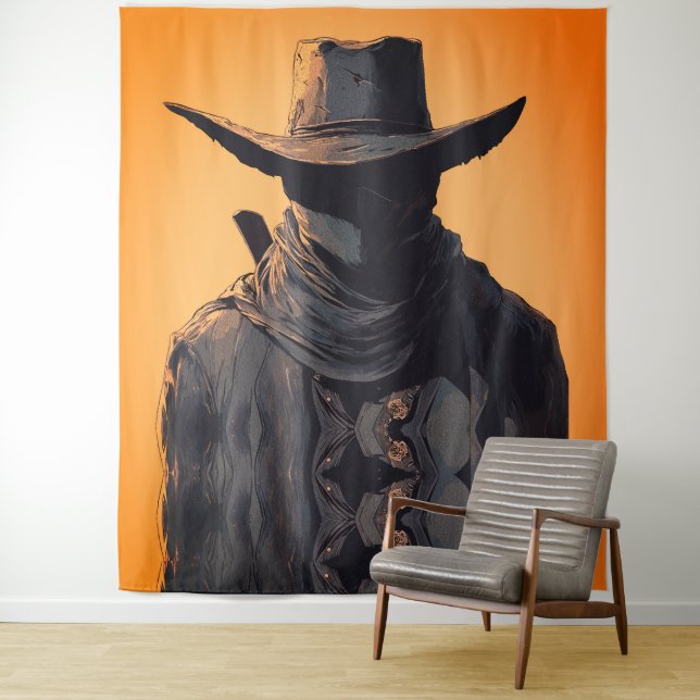 Tenture Impression d'art mural de cow-boy hors-la-loi somb (En situation)