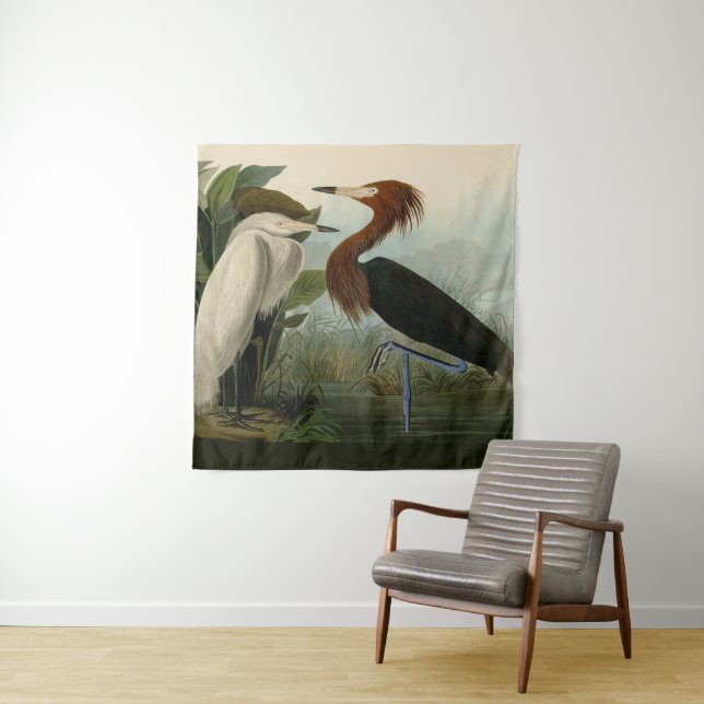 Tenture Impression de Héron Pourpré d'Audubon : Art d'Oise (En situation)