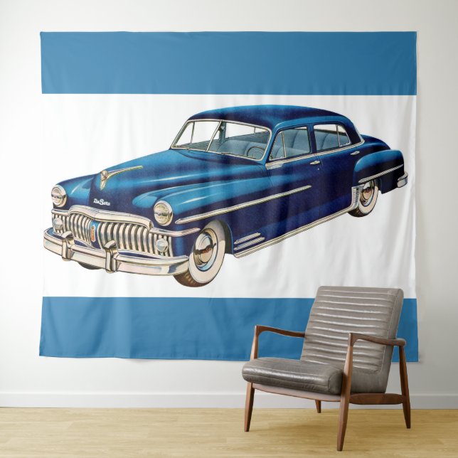 Tenture Impression DeSoto bleue 1950 (En situation (horizontale))