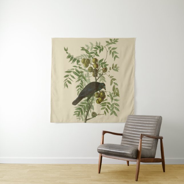 Tenture Impression d'oiseau Grackle Violet d'Audubon Botan (En situation)