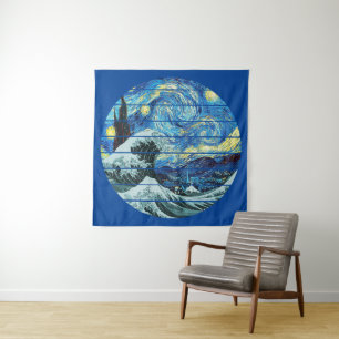 TENTURE IMPRESSIONNISME NUIT ÉTOILÉE VAGUE DE KANAGAWA ART