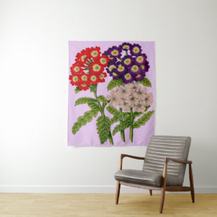 Tenture imprimé de fleurs verbena