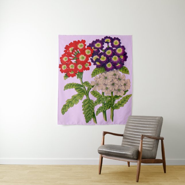 Tenture imprimé de fleurs verbena (En situation)