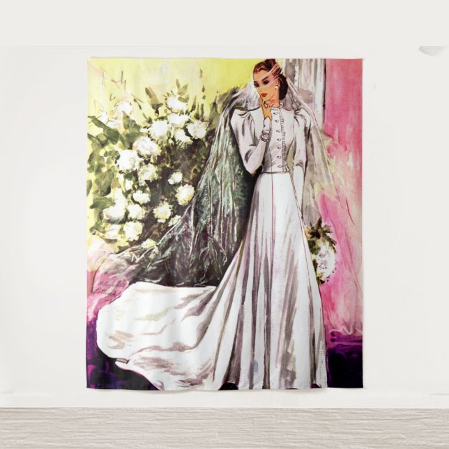 Tenture imprimé de robe de mariée 1938 (Devant)