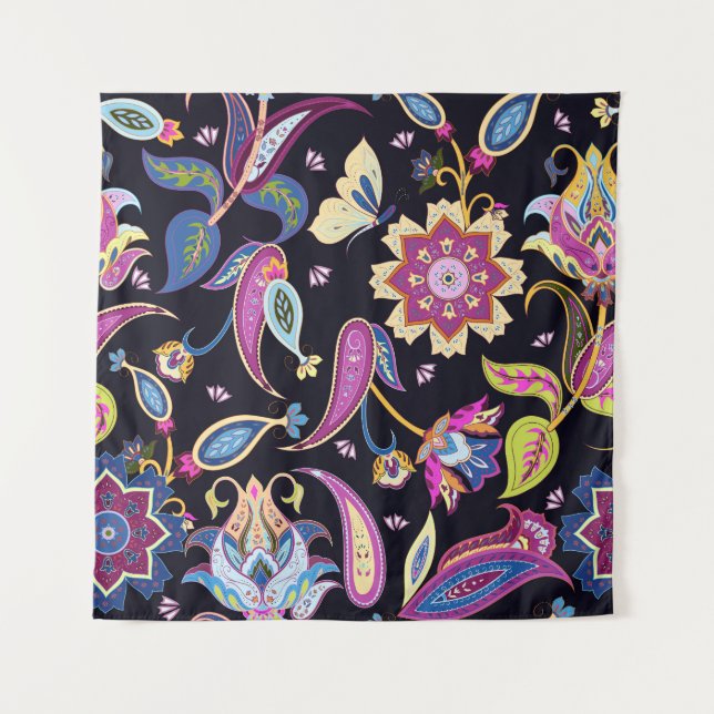 Tenture Inde Paisley Ornement floral sans joint (Devant)