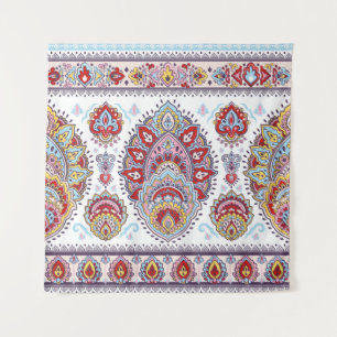 Tenture Indian floral paisley medallion pattern. Ethnic Ma