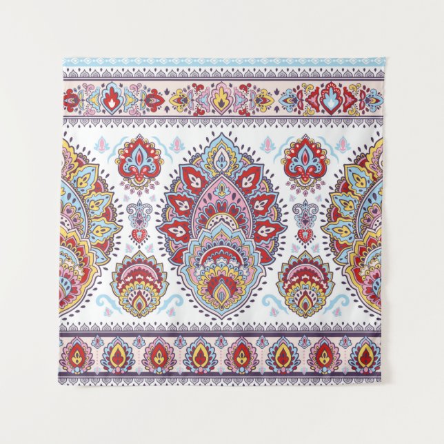 Tenture Indian floral paisley medallion pattern. Ethnic Ma (Devant)