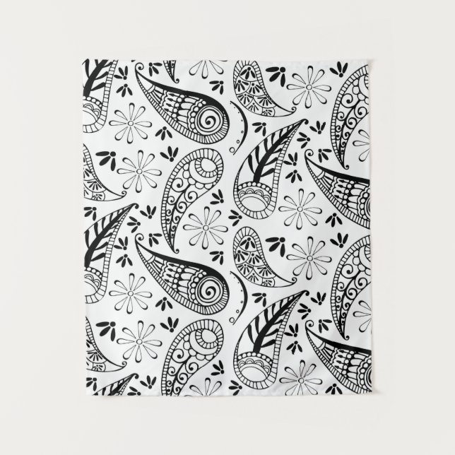 Tenture Indian Paisley Motif Mankolam (Devant)