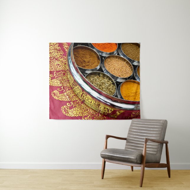 Tenture Indien Masala Dabba épices Tin Restaurant Wall Art (En situation (horizontale))