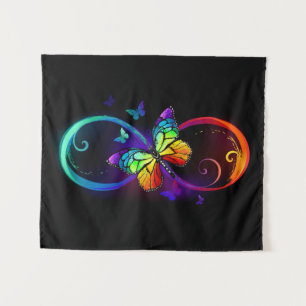 Tenture Infini vibrant avec papillon arc-en-ciel sur fond