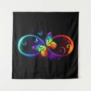 Tenture Infini vibrant avec papillon arc-en-ciel sur fond