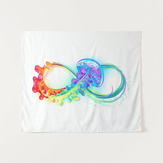 Tenture Infinity avec Rainbow Jellyfish (Devant (Horizontal))