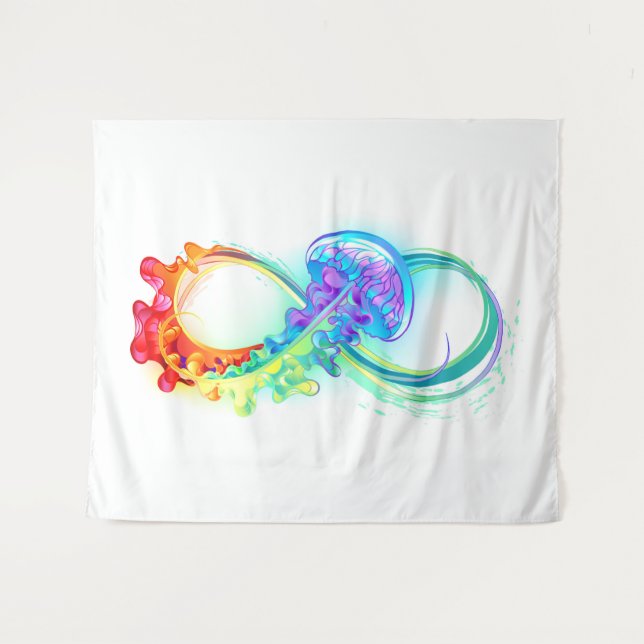 Tenture Infinity avec Rainbow Jellyfish (Devant (Horizontal))
