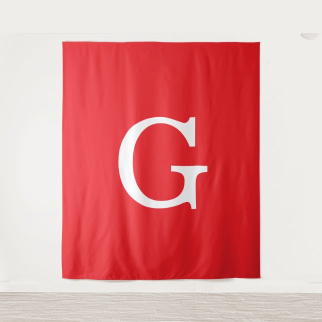Tenture Initial Letter Monogram Red White Plain Simple (Devant)