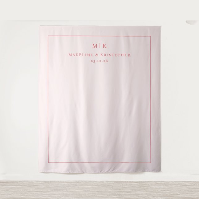 Tenture Initiales minimalistes roses élégantes (Devant)