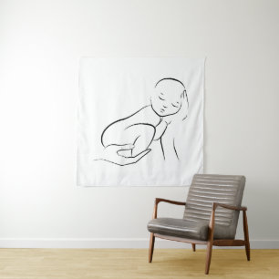 Tenture Innocence Berçée – Ligne Art Bébé Minimaliste