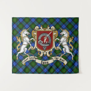 Tenture Insigne de clan d'armes et licornes avec Tartan