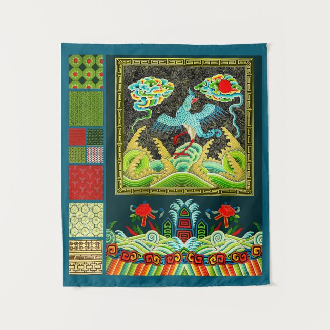 Tenture Insigne de classement chinois et collage de motifs (Devant)