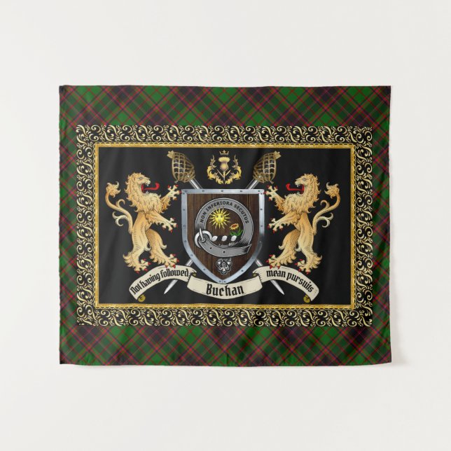 Tenture Insigne et devise du clan Buchan avec lions  (Devant (Horizontal))