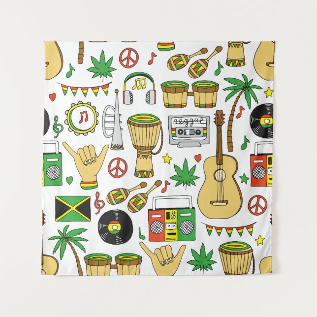 Tenture Instruments de musique : Reggae Arrière - plan san (Devant)