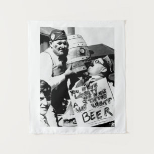 Tenture Interdiction vintage Bière, Nous voulons l'interdi