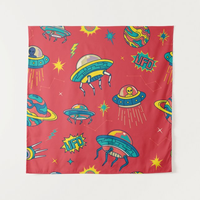 Tenture Inventaires d'espace UFO rétro (Devant)