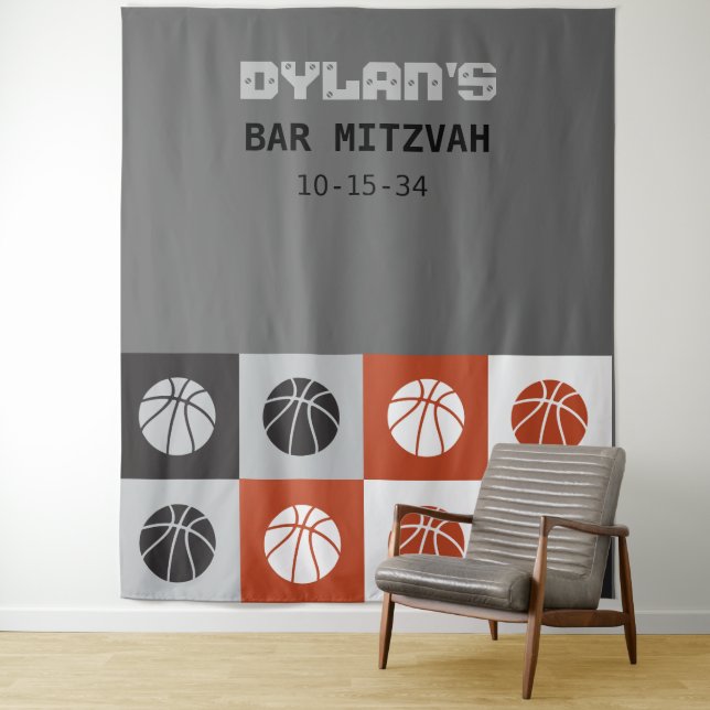 Tenture Invitation Bar Mitzvah COOL BASKETBALL (En situation)