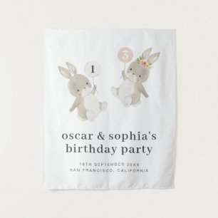 Tenture Invitation conjointe d'anniversaire pour garçon et