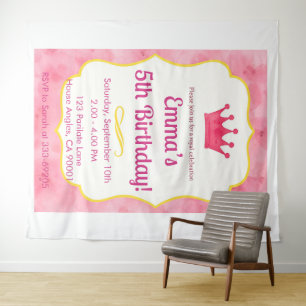 Tenture Invitation d'anniversaire Couronne Rose   zazzlema