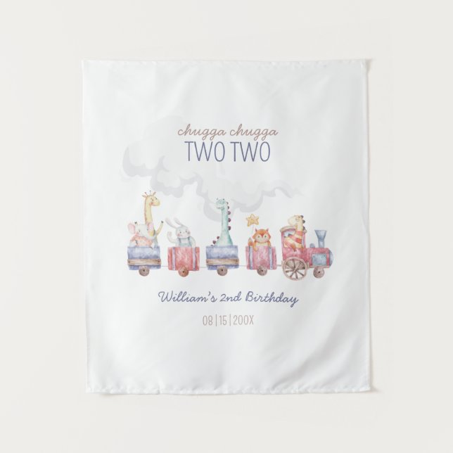 Tenture Invitation d'anniversaire Toy Train Montez à bord, (Devant)