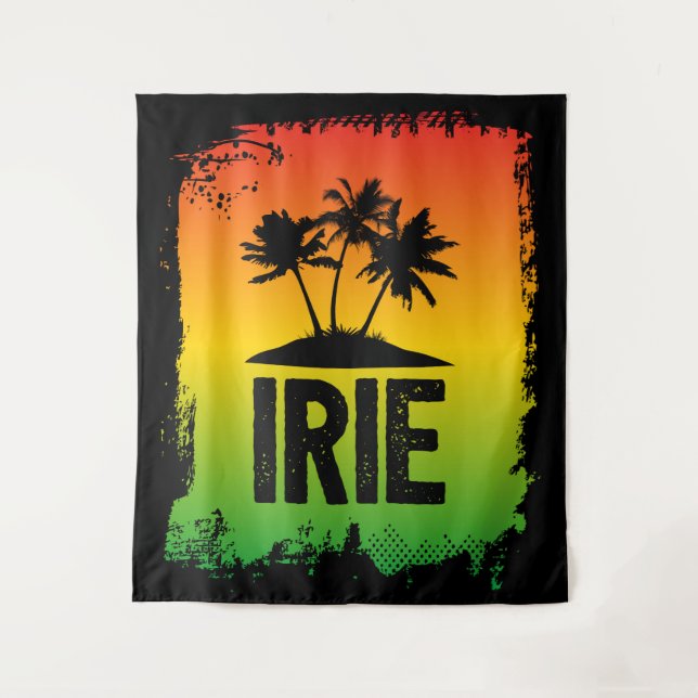 Tenture IRIE Jamaican Rastafarian Salutation coucher de so (Devant)