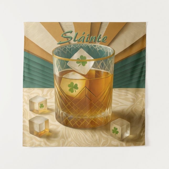 Tenture Irish Whiskey Tumbler Shamrock Ice "Sláinte!" (Devant)