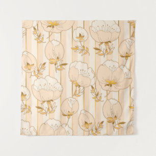 Tenture Ivoire Beige : Motif floral de luxe.