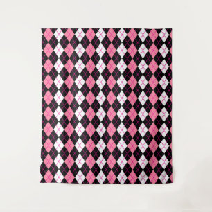 Tenture Jacquard rose noir blanc Diamant Design