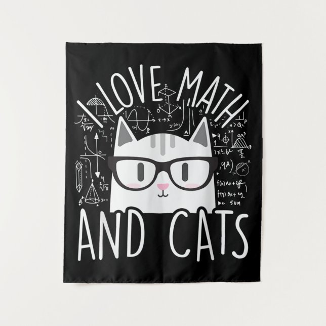 Tenture J'adore les maths et les chats Chaton mignon (Devant)