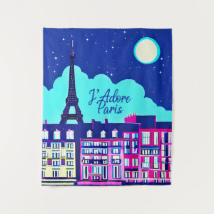 Tenture J'adore Paris - Imaginaire Paris sous une Pleine l