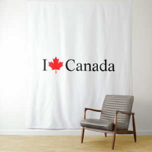 Tenture J'aime la typographie Canada avec feuille d'érable