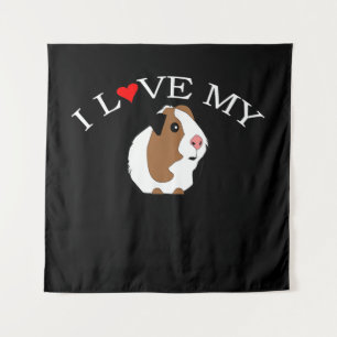 Tenture J'aime le cochon de Guinée   Les amoureux des coch