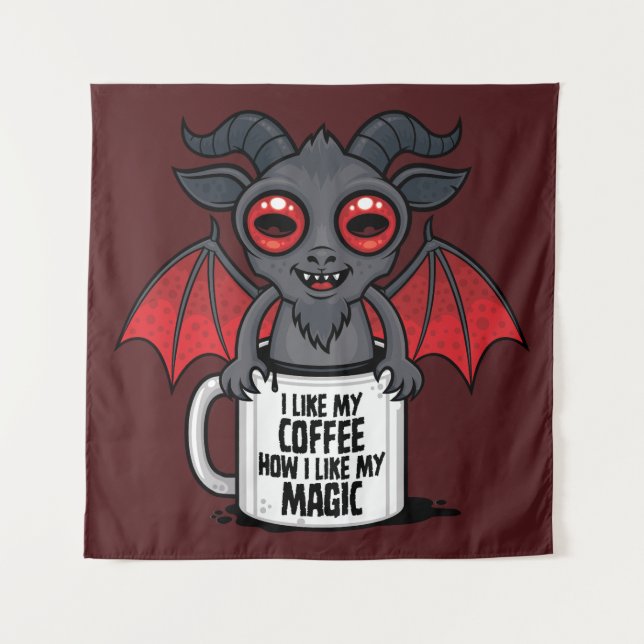 Tenture J'aime mon café comme j'aime ma magie (Devant)
